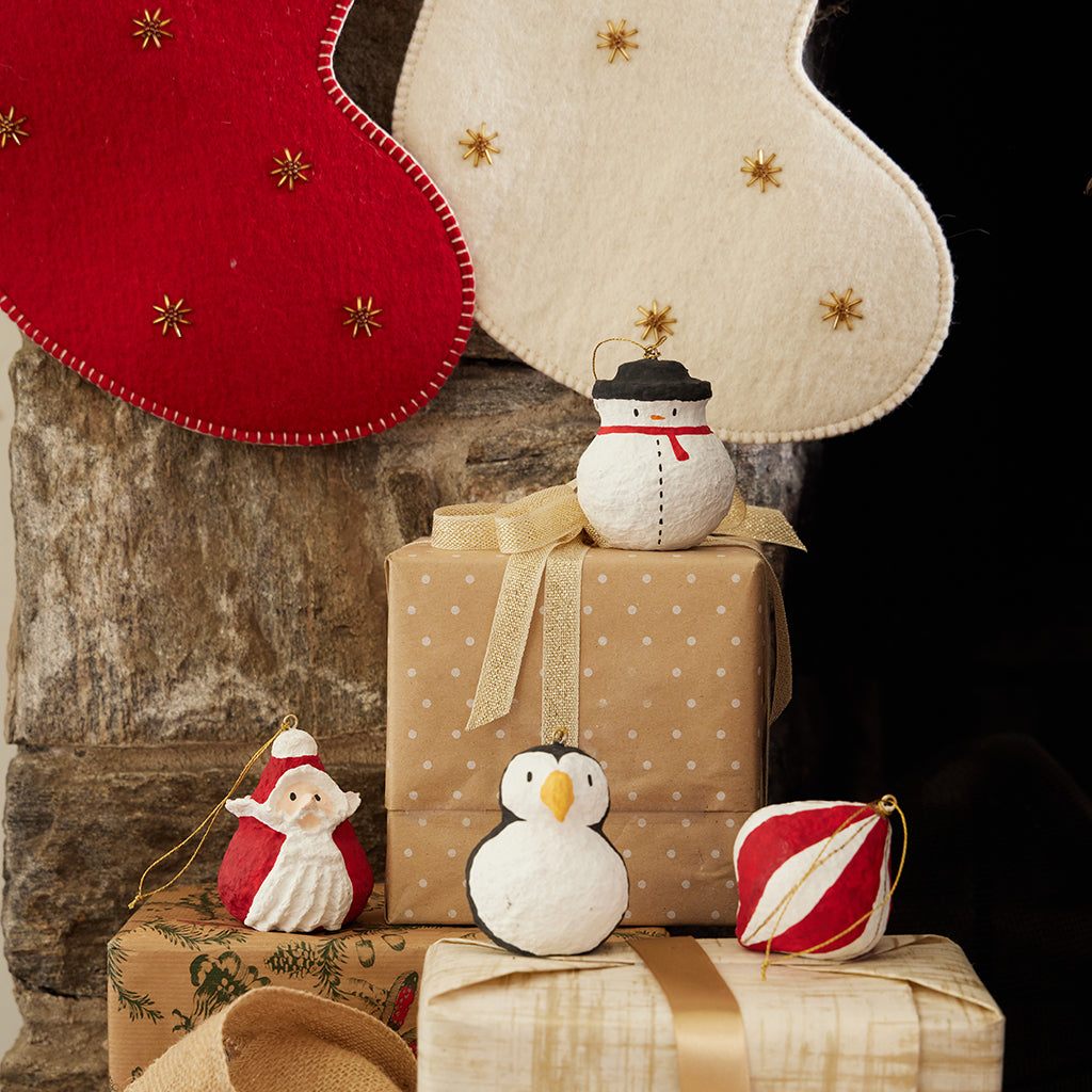 Cotton Mache Ornament - Set of 4