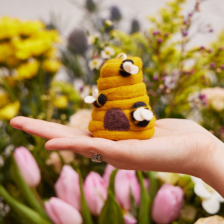 Felt beehive ornament gift for gardeners, bee lovers, or your favorite queen bee