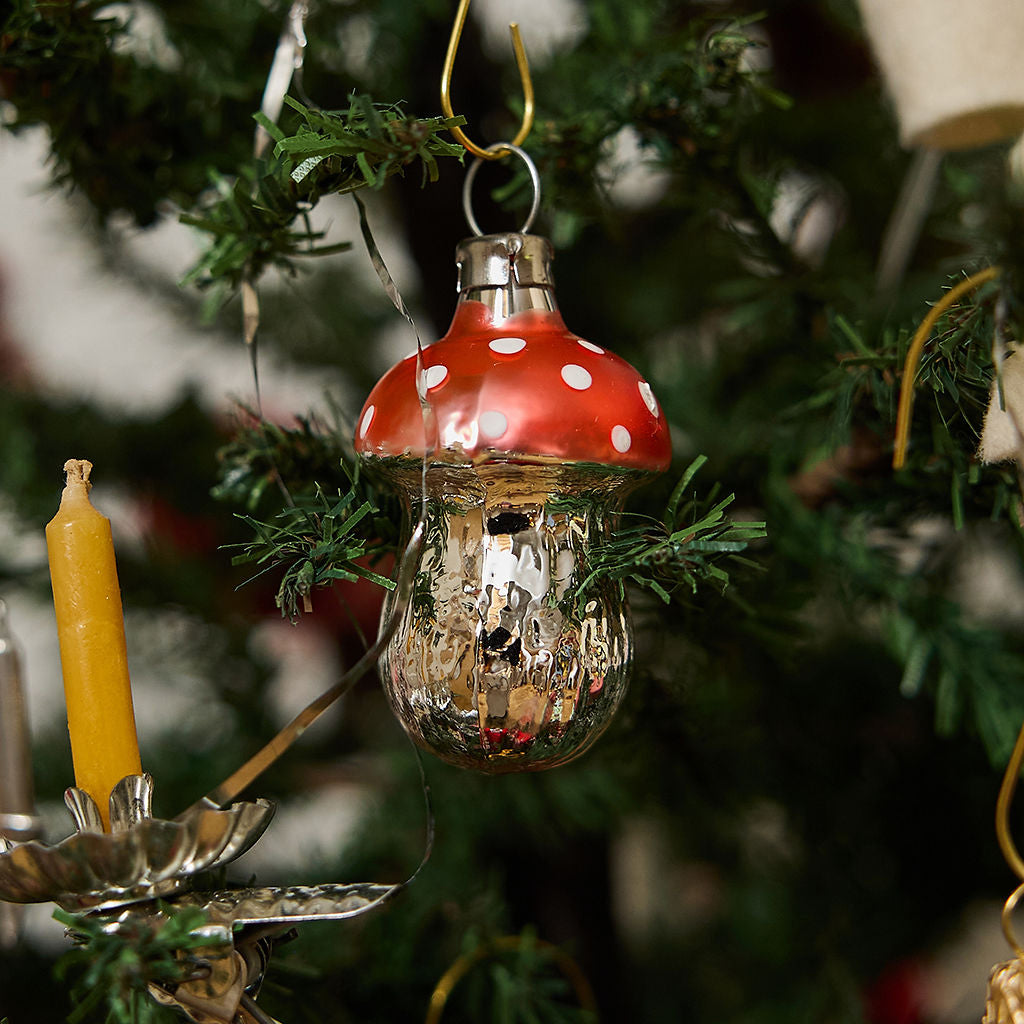 Mushroom German Glass Ornaments - Set of 6