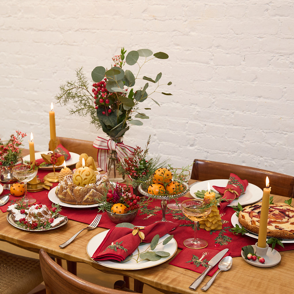 Red Candle Linen Napkins - Set of 4