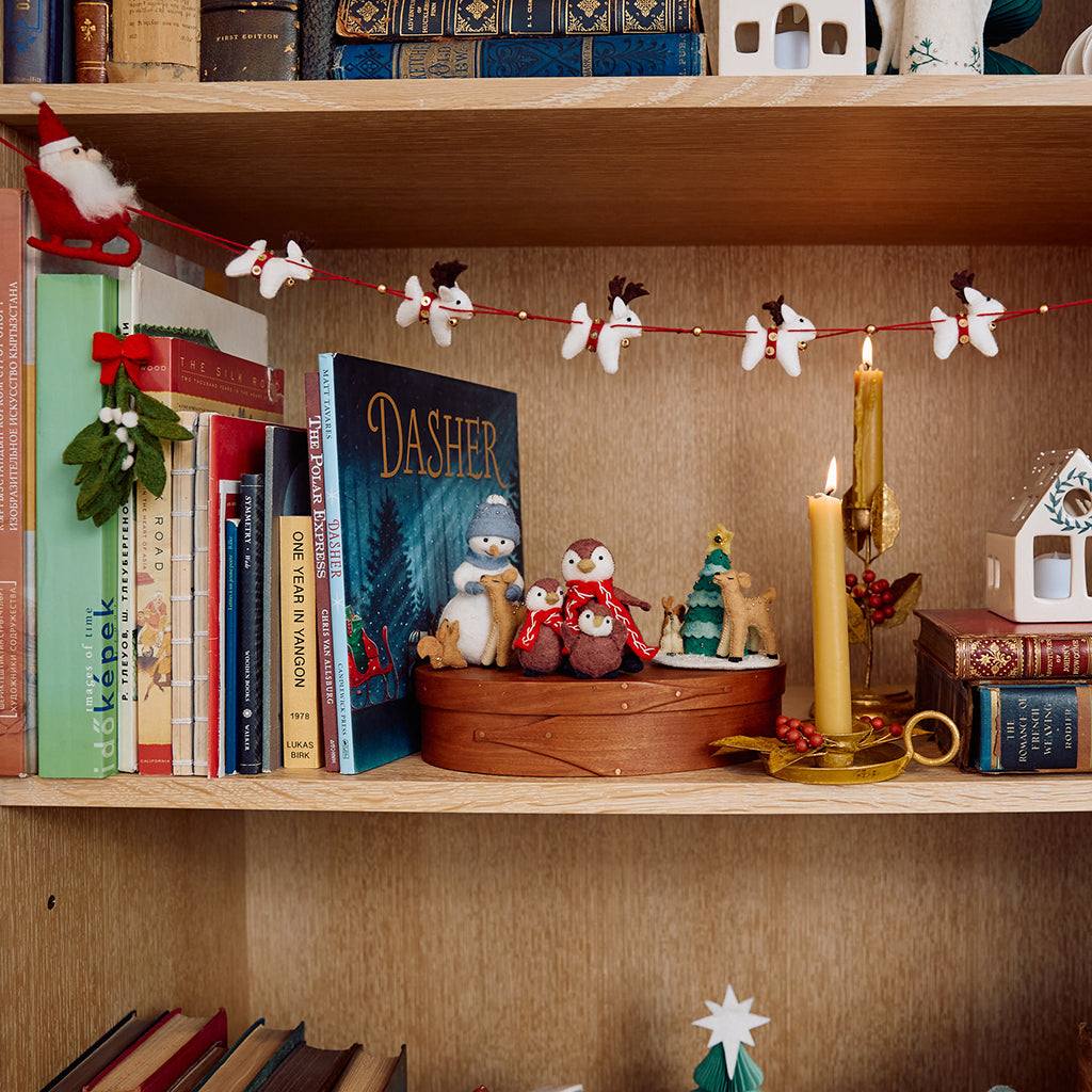 Santa with Reindeer Garland