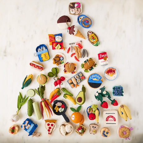 Whimsical felt vegetable ornament for spring, Easter, or harvest-themed decorations