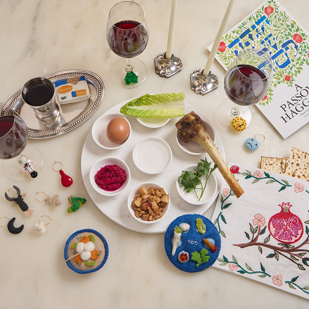 Embroidered Afikomen Bag with Pomegranate