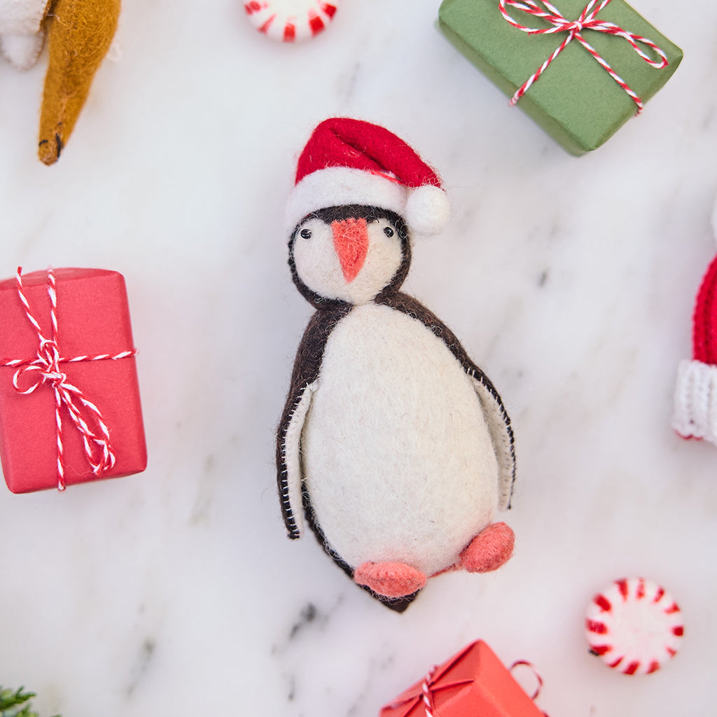 Santa Penguin Ornament
