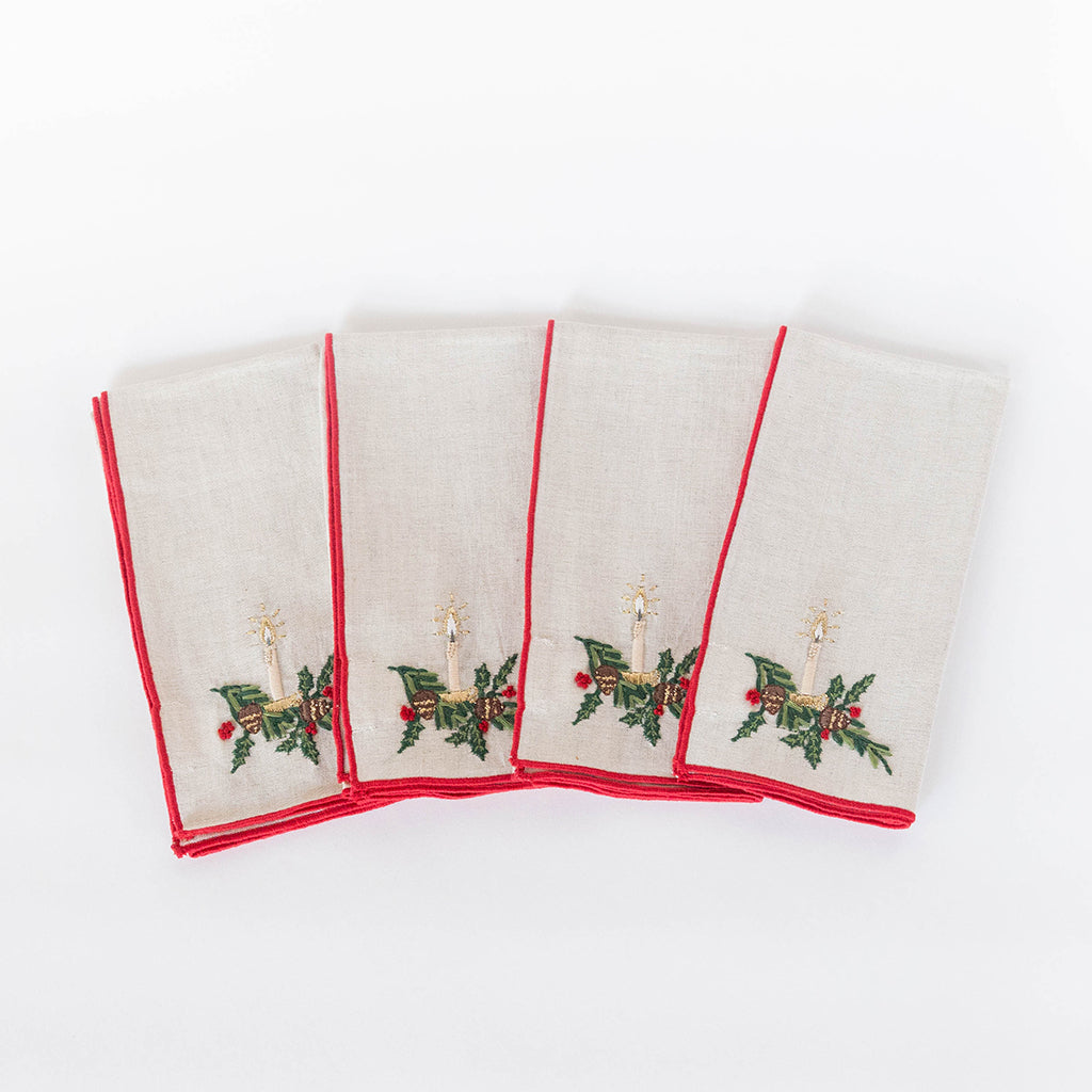 Natural Candle Linen Napkins - Set of 4