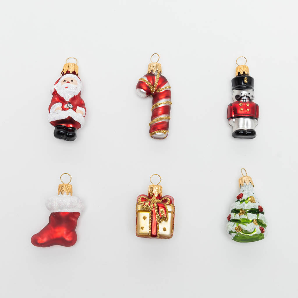 Classic Christmas German Glass Ornaments - Set of 6