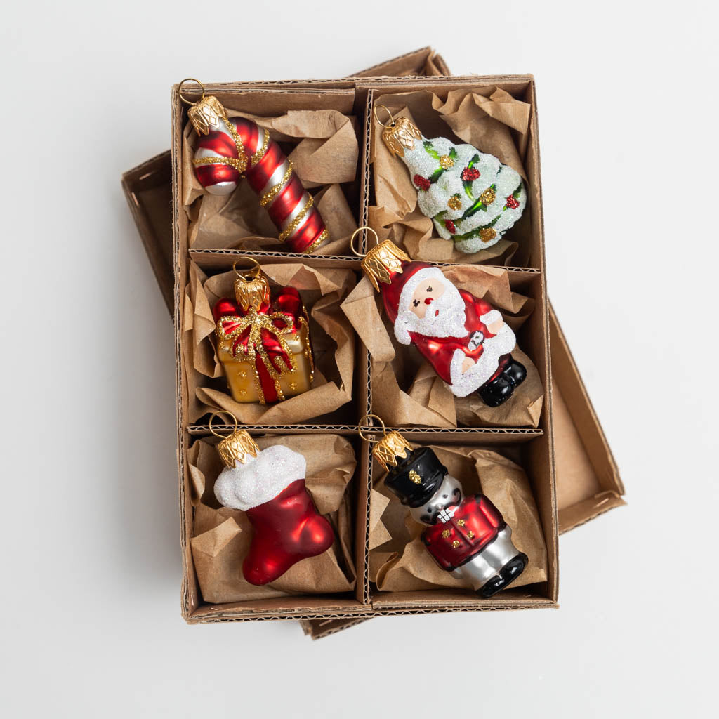 Classic Christmas German Glass Ornaments - Set of 6