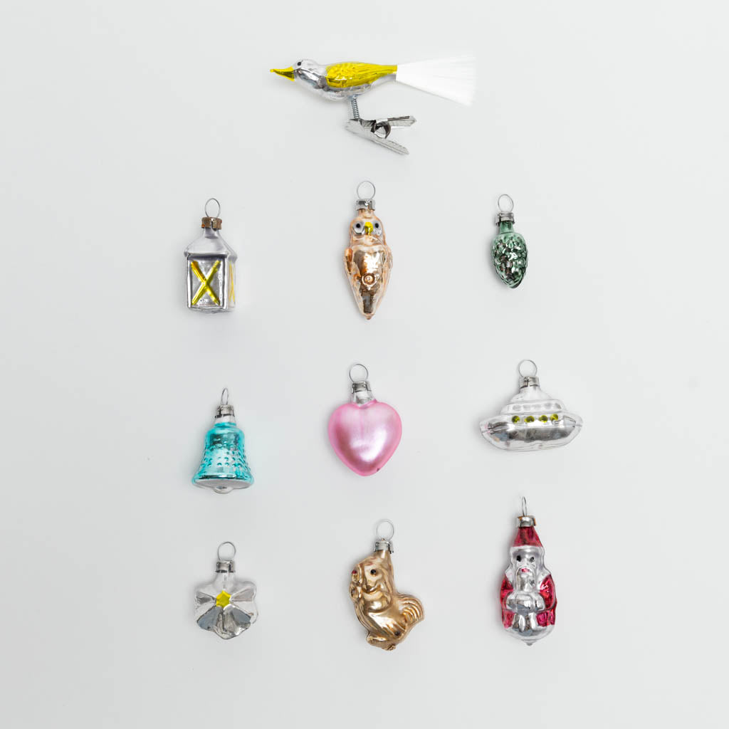 Assorted Vintage German Glass Mini Ornaments - Set of 10