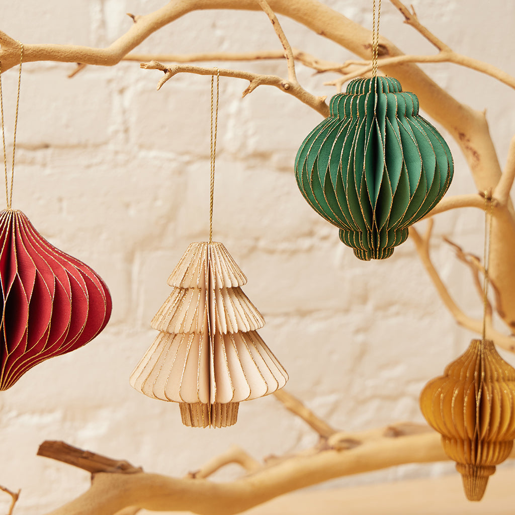 Recycled Cotton Set of 4 Classic Christmas Paper Ornaments Craftspring