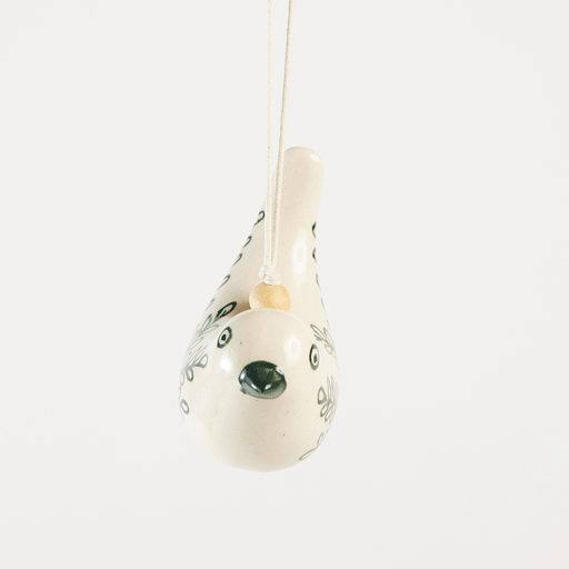 Green Painted Ceramic Bird Ornament