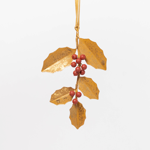 Holly Metal Ornament