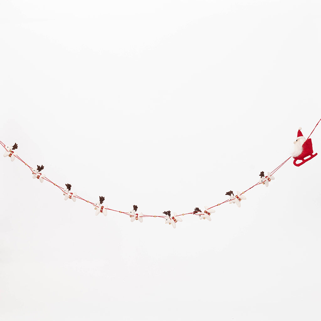 Santa with Reindeer Garland