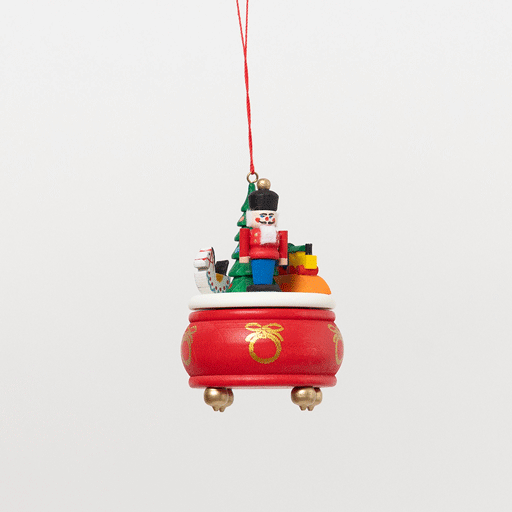 Nutcracker Music Box German Wooden Ornament