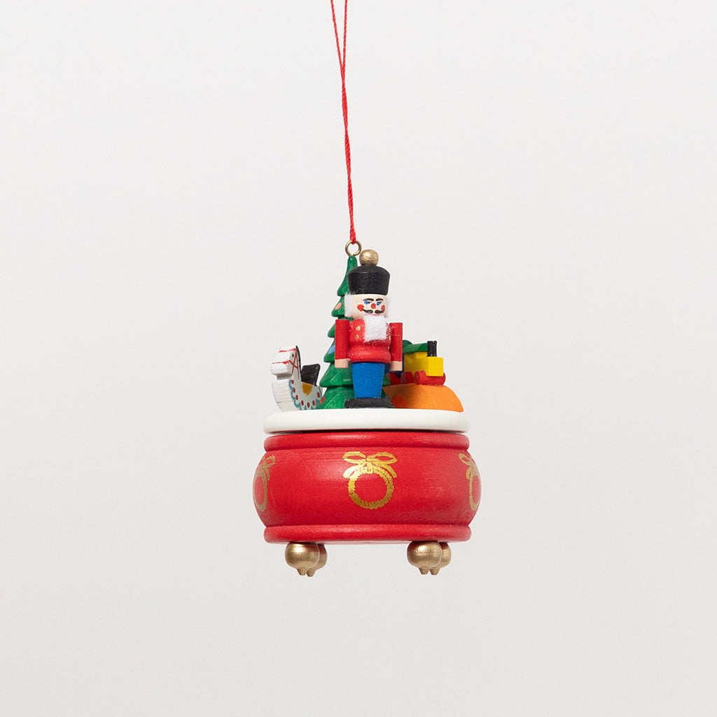 Nutcracker Music Box German Wooden Ornament