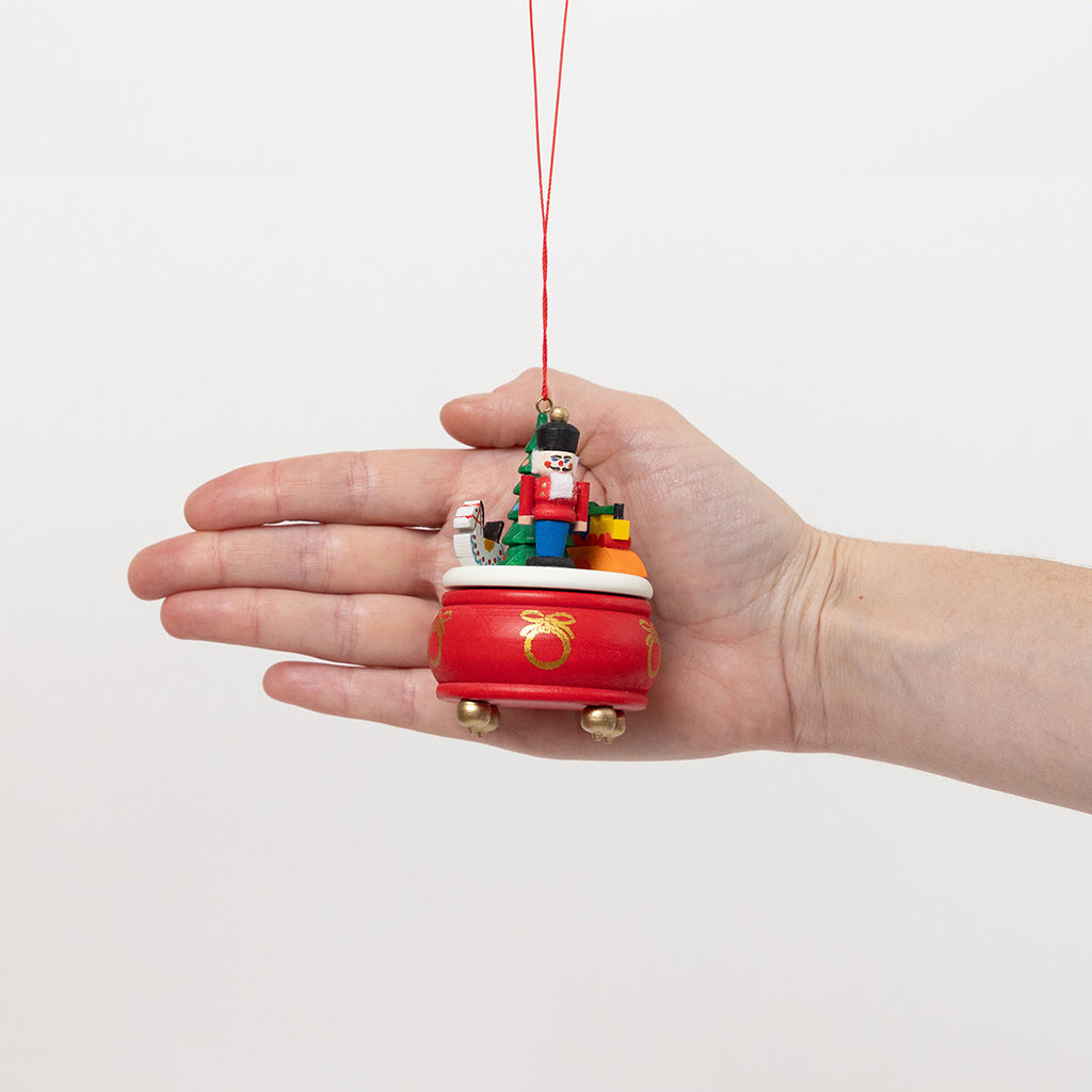 Nutcracker Music Box German Wooden Ornament