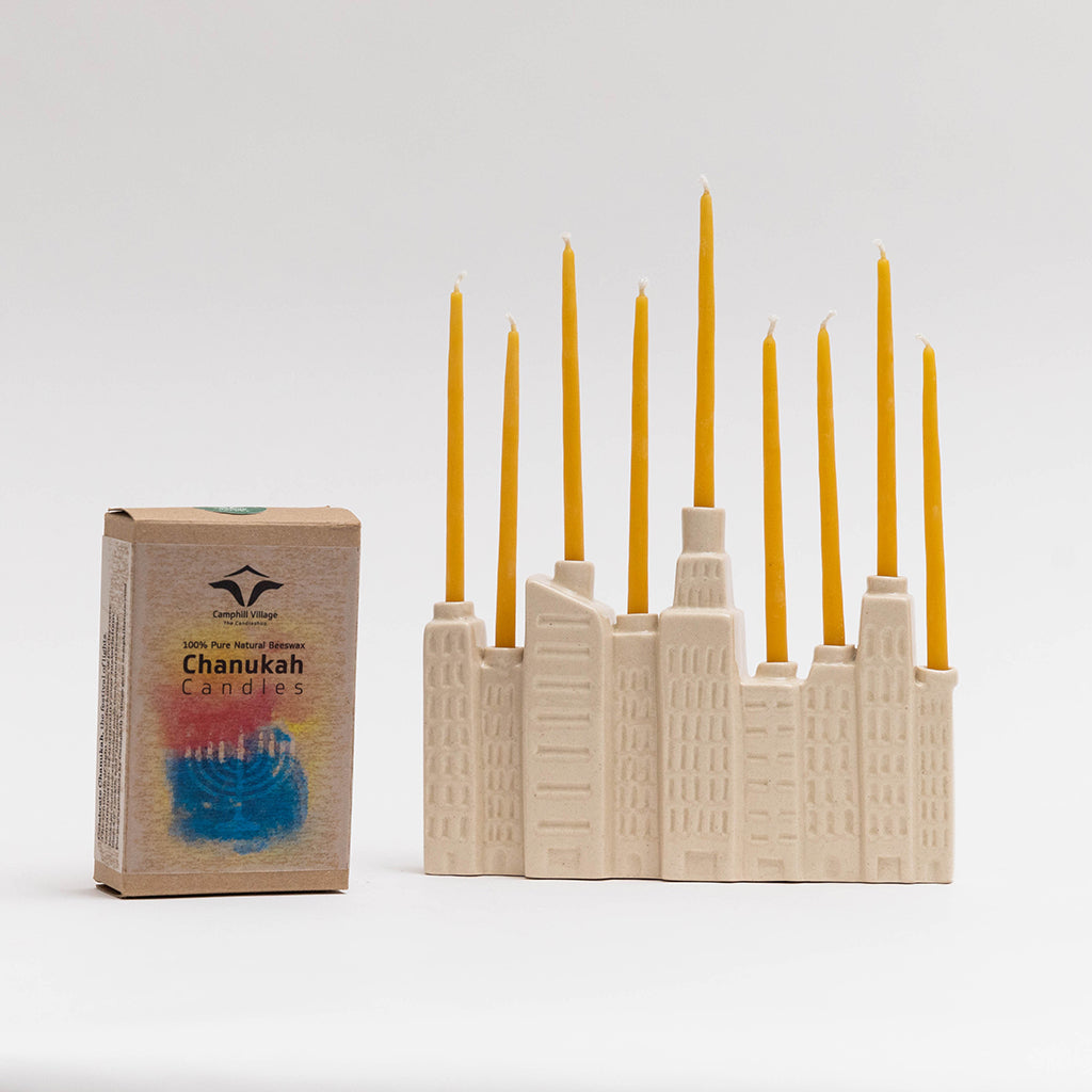 NYC Skyline Ceramic Menorah & Candle Set