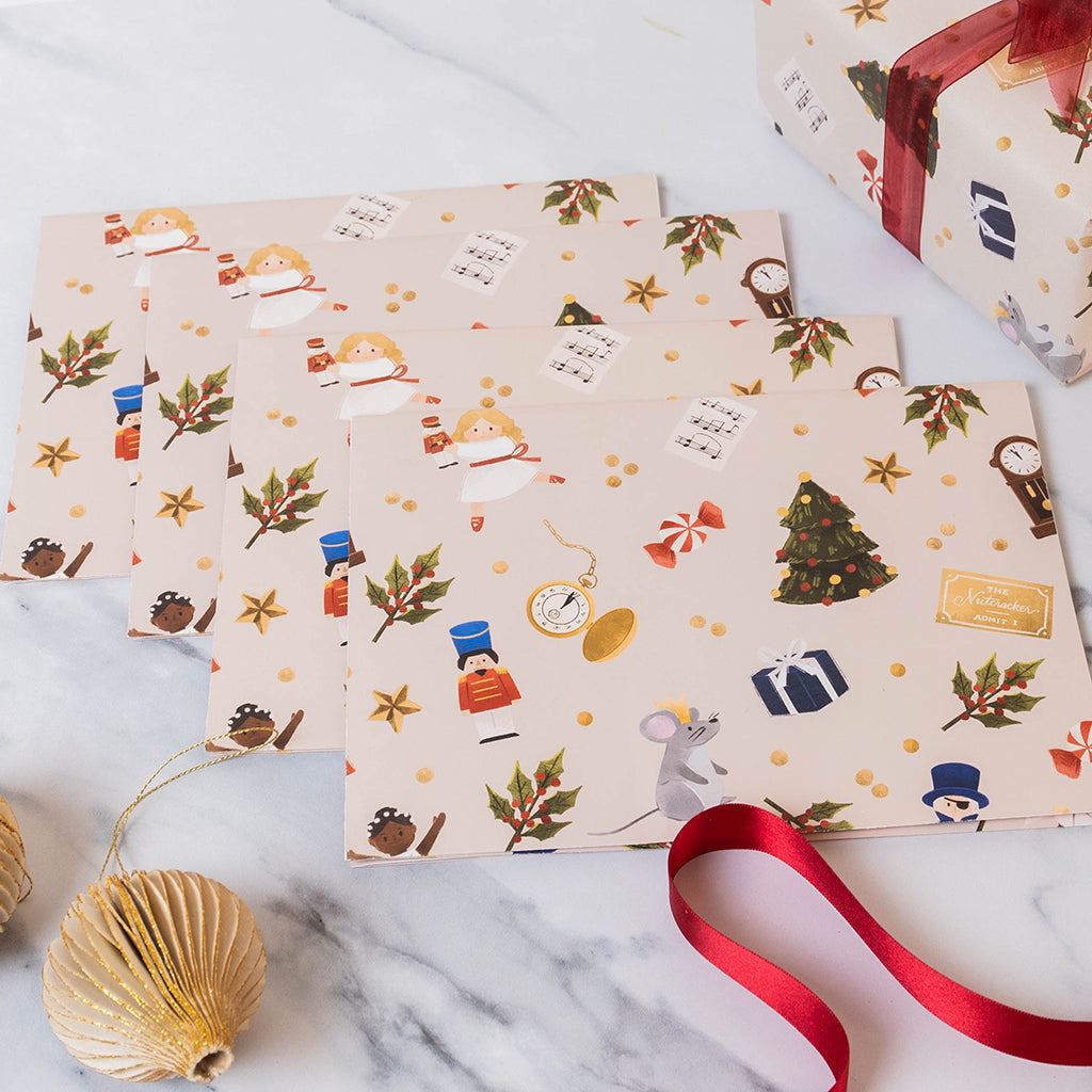 Nutcracker Ballet Wrapping Paper Sheets - Set of 4