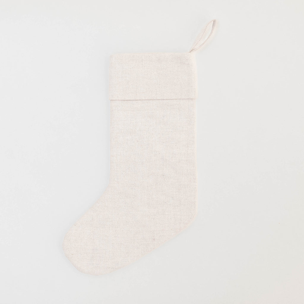 Natural Poinsettia Bundle Linen Stocking