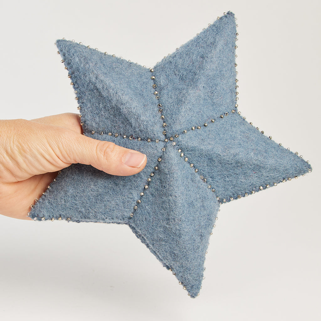Small Blue Star Topper with Silver Beads