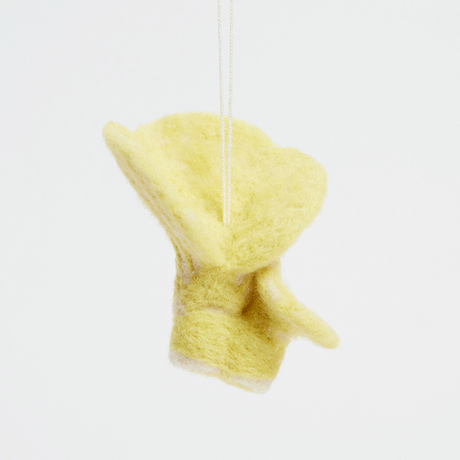 Twin chanterelle mushroom ornament made from locally sourced, needle-felted merino wool with natural rustic charm.