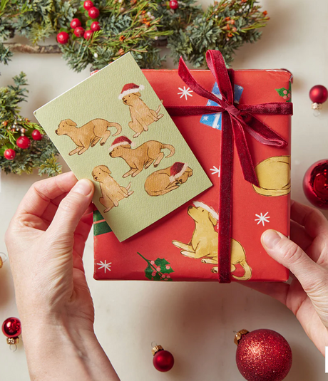 Home Sweet Home greeting card from Craftspring’s Christmas Stationery & Wrapping Collection—featuring a festive illustration of a Brooklyn brownstone, displayed with Christmas baubles for a warm holiday touch.