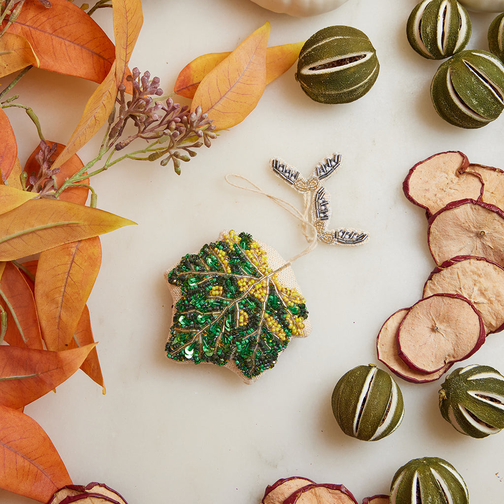 Maple Leaf Beaded Ornament