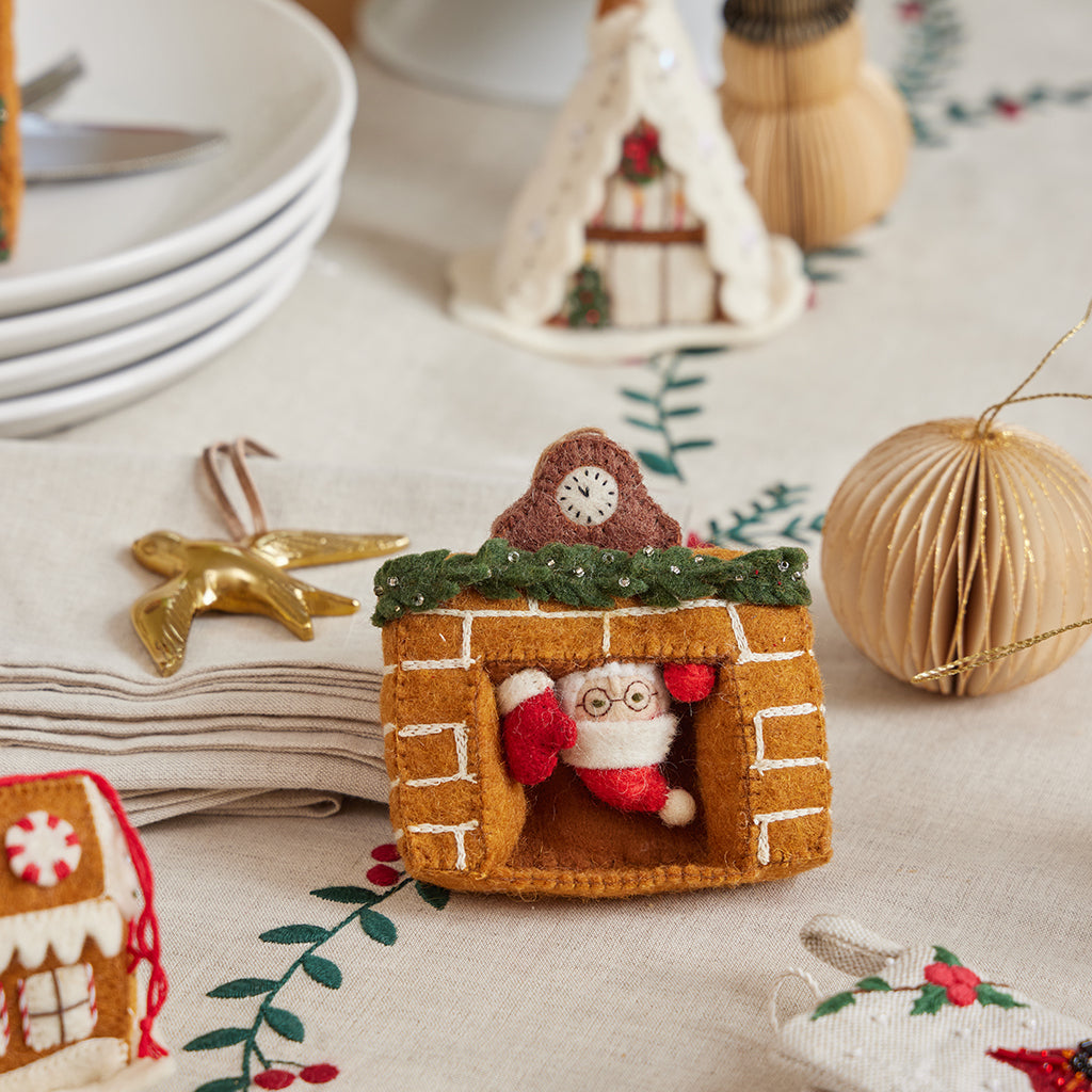 Santa in the Fireplace Ornament