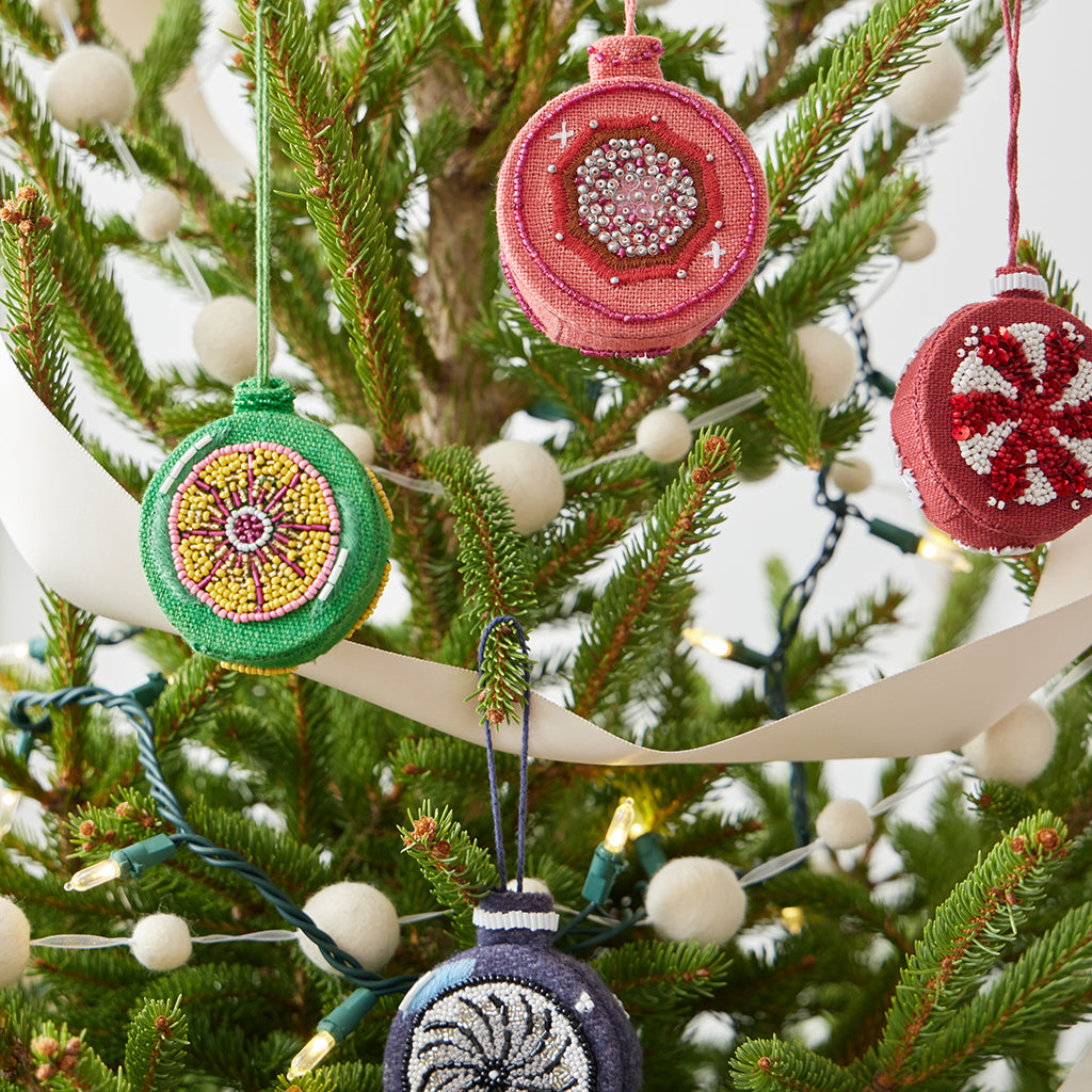 Beaded Vintage Bauble Ornament Bubblegum