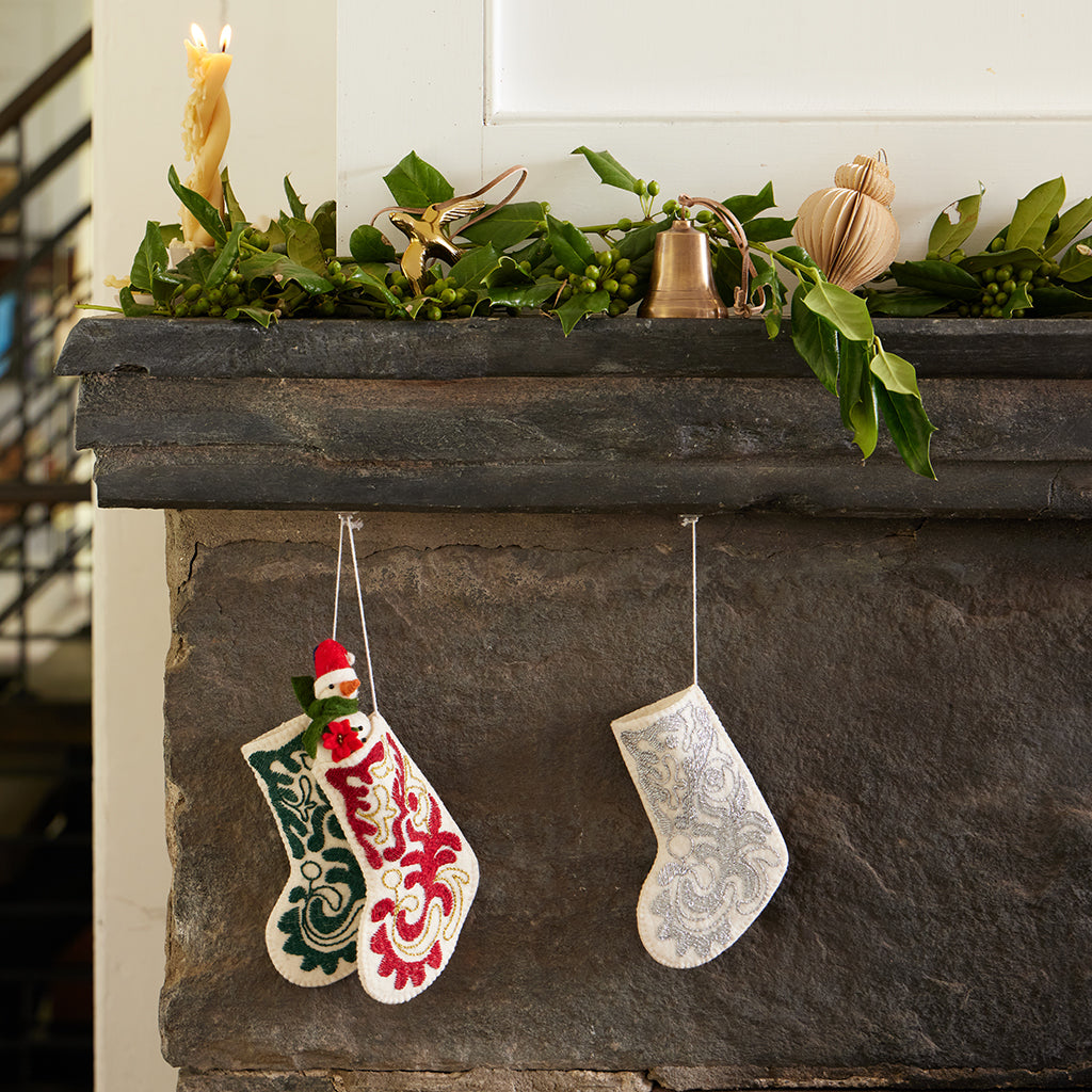 Mini Red & Gold Stocking Ornament
