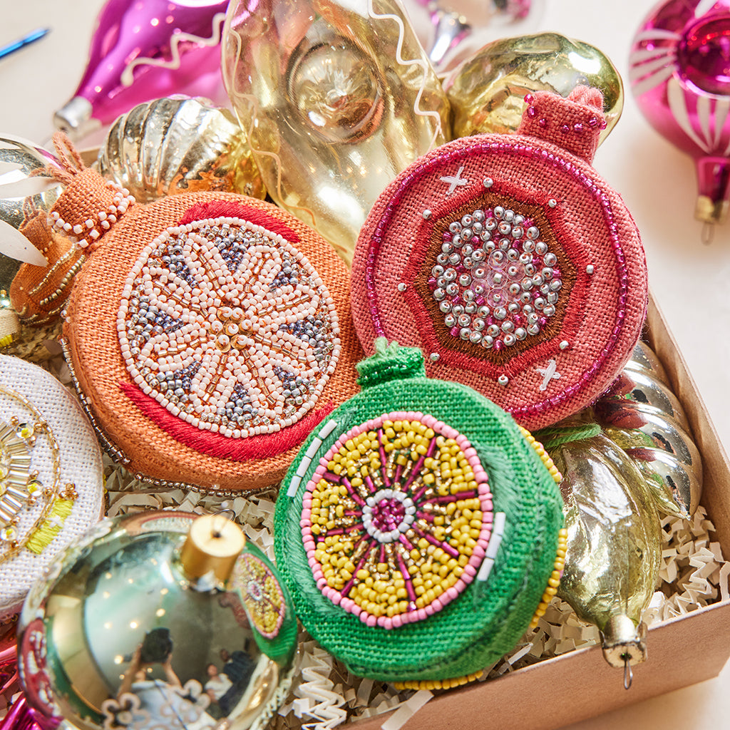 Beaded Vintage Bauble Ornament Foxy