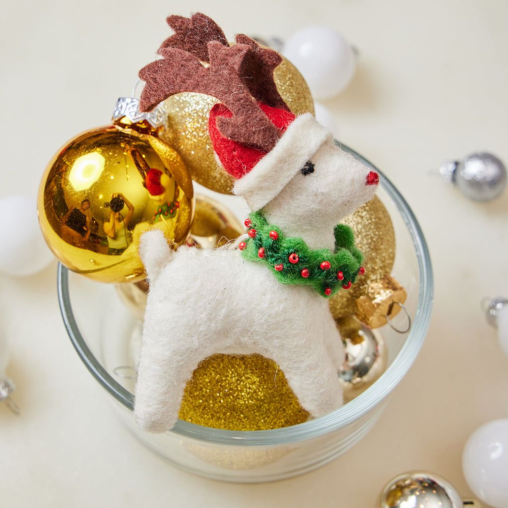 Santa Eggnog Reindeer Ornament