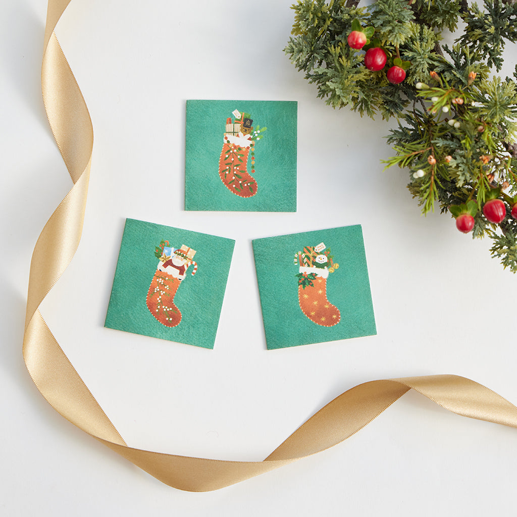 Green Stocking Mini Gift Cards - Set of 3