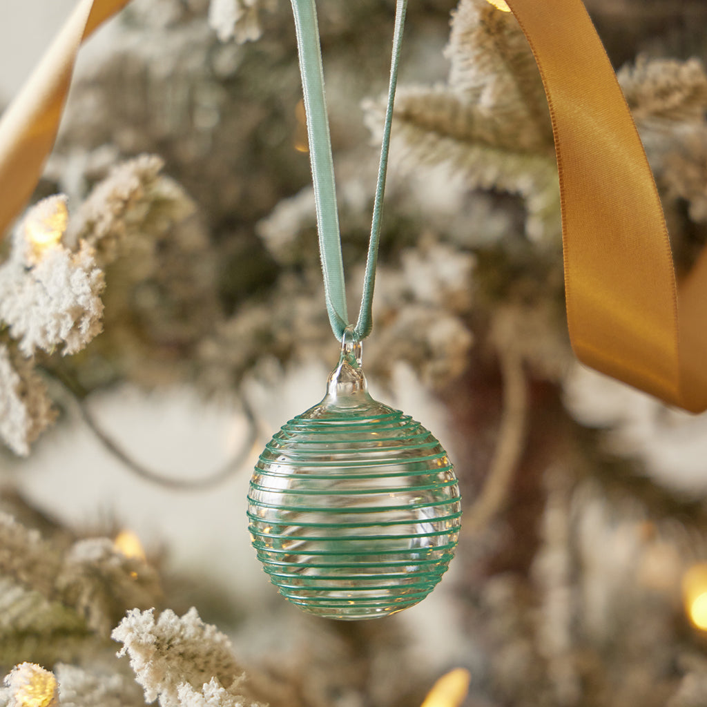 Spring Bauble Handblown Green Glass Stringers Bauble Ornament – Craftspring