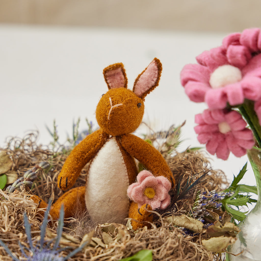 Brown Easter Bunny with Flower Ornament