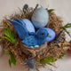 Mama bluebird felt ornament – handmade wool gift for new moms, symbolizing motherhood and nurturing.