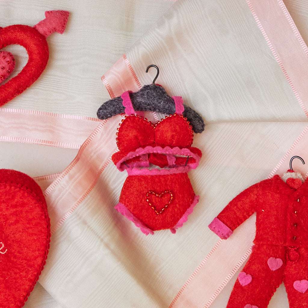 Red Heart Lingerie Set Ornament