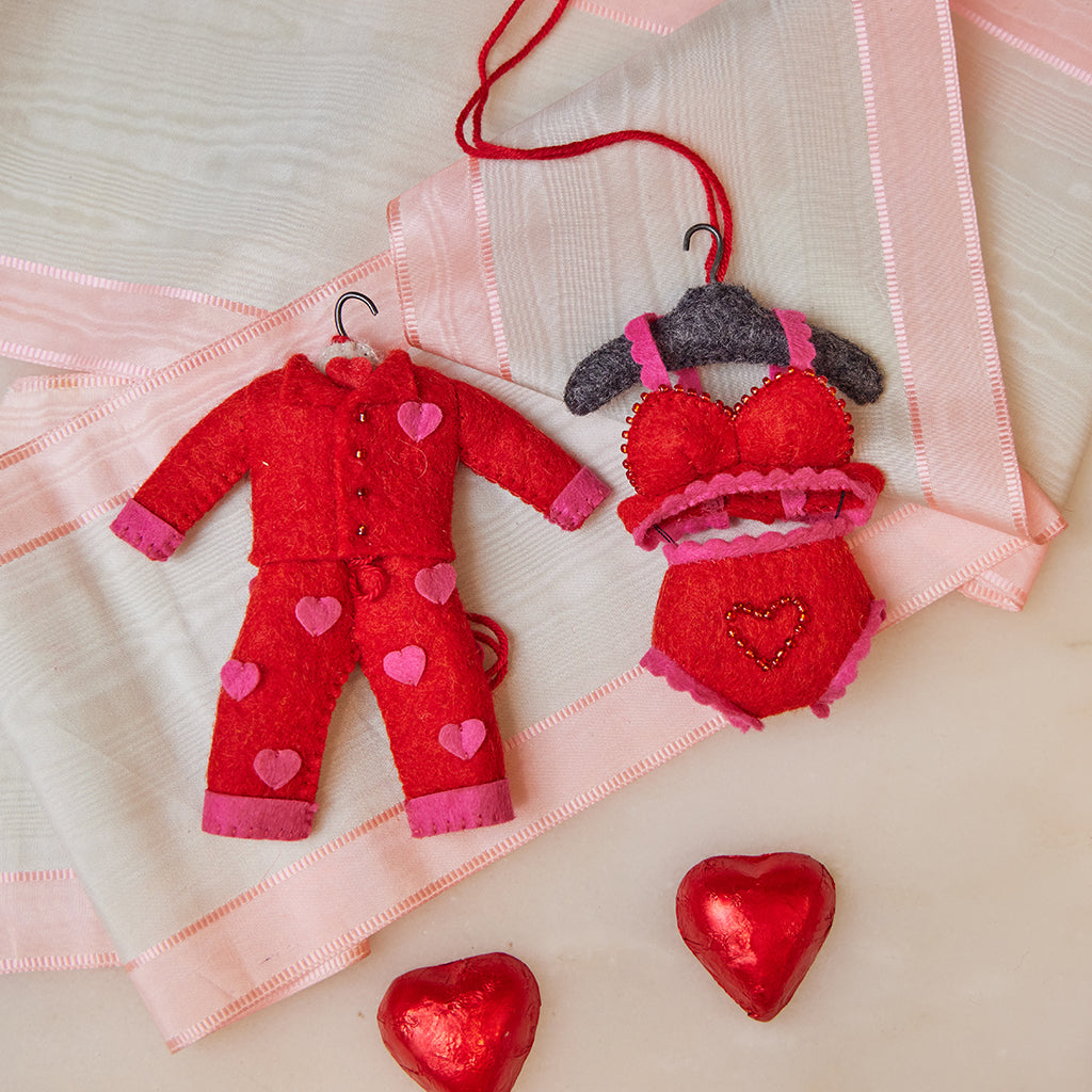 Red Heart Pajamas Ornament