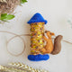 Squirrel garden ornament with seed beads – needle-felted wool decoration for bird watchers and nature enthusiasts.