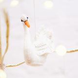 Beaded White Swan Ornament