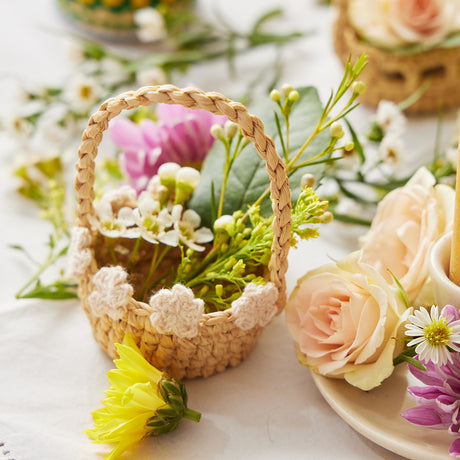 Mini Easter Basket with White Flowers
