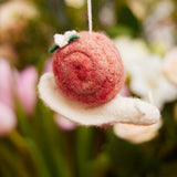 Pink Slow Living Snail with Flower Ornament