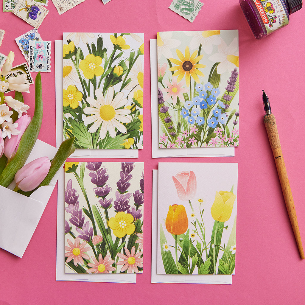 Floral Garden Assorted Greeting Cards - Set of 4