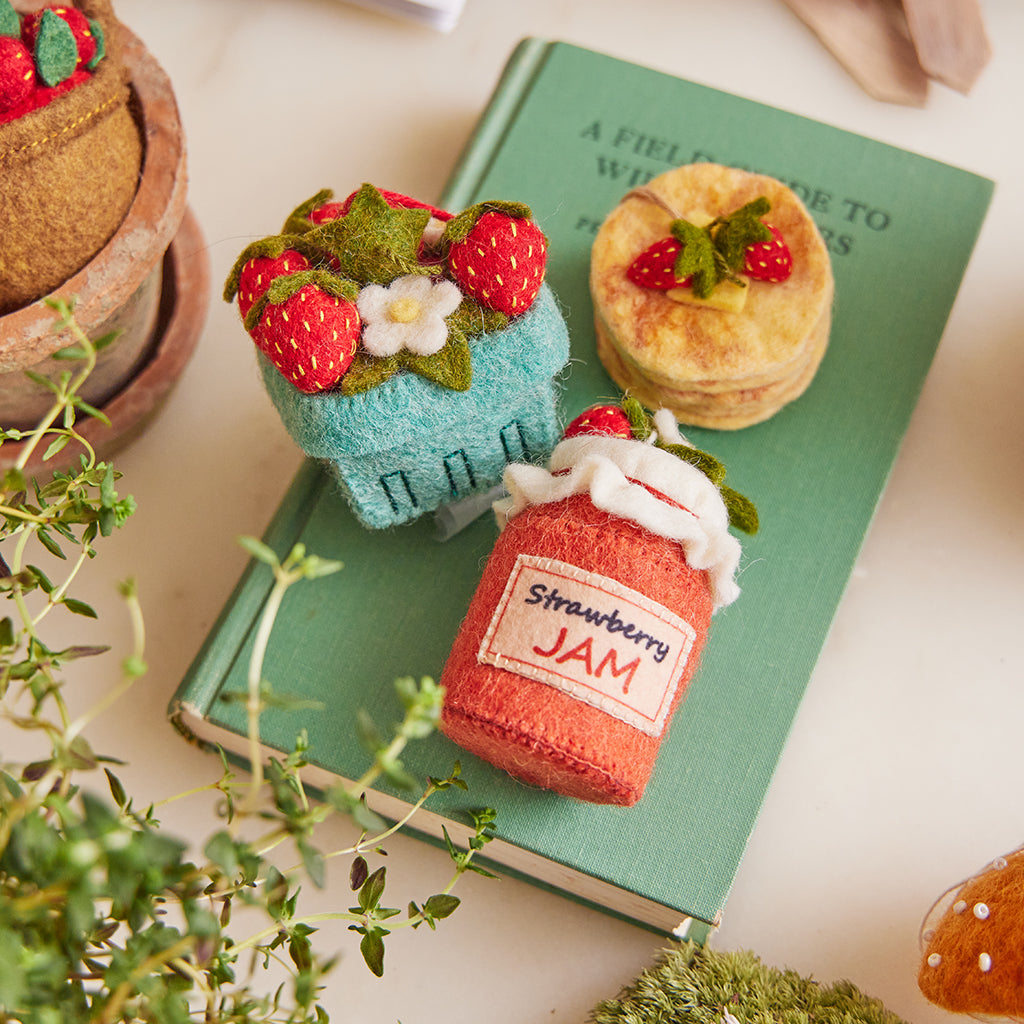Strawberry Pint Ornament – Handmade Felt Berry Basket Keepsake