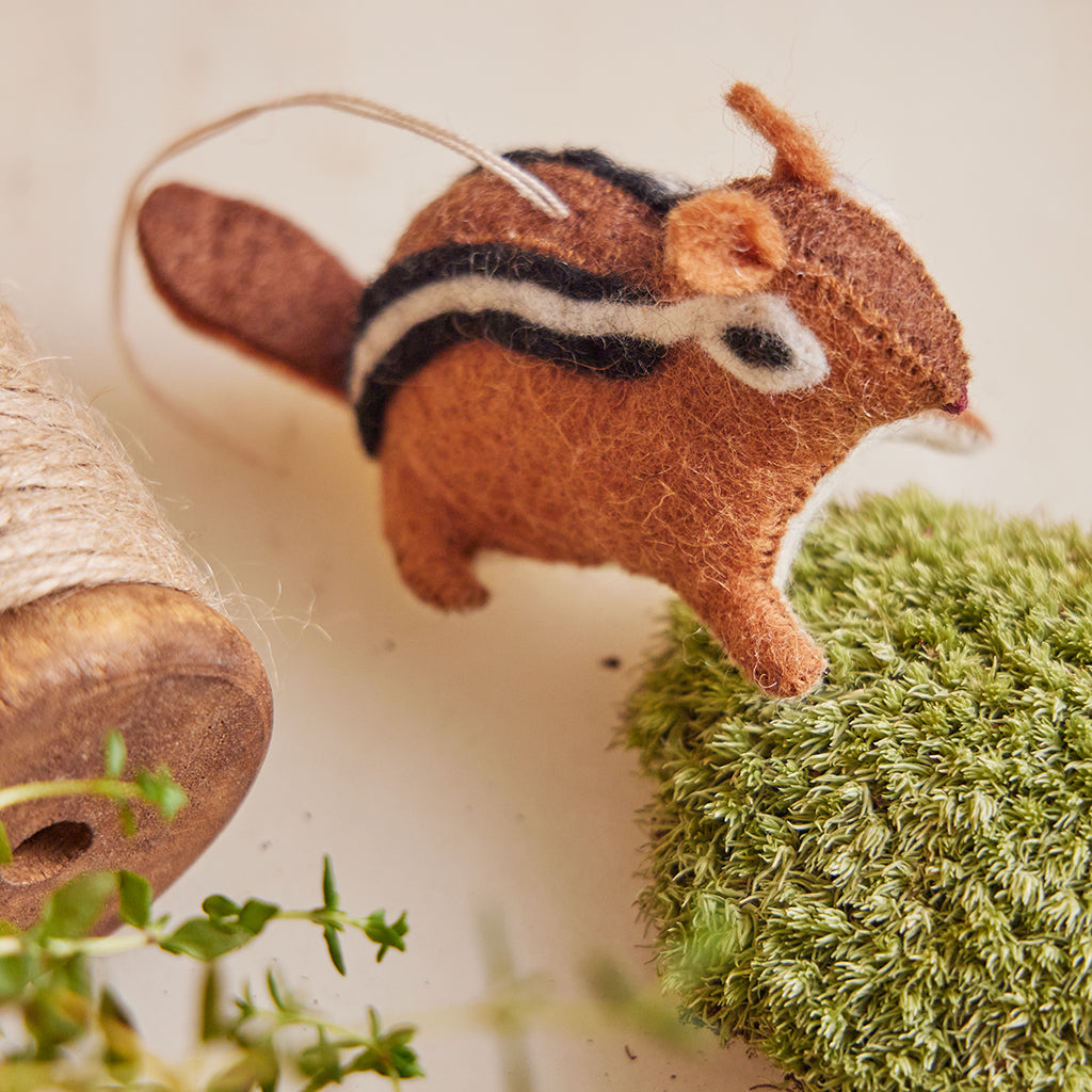 Chipmunk Ornament | Handmade Felt Woodland Animal – Craftspring