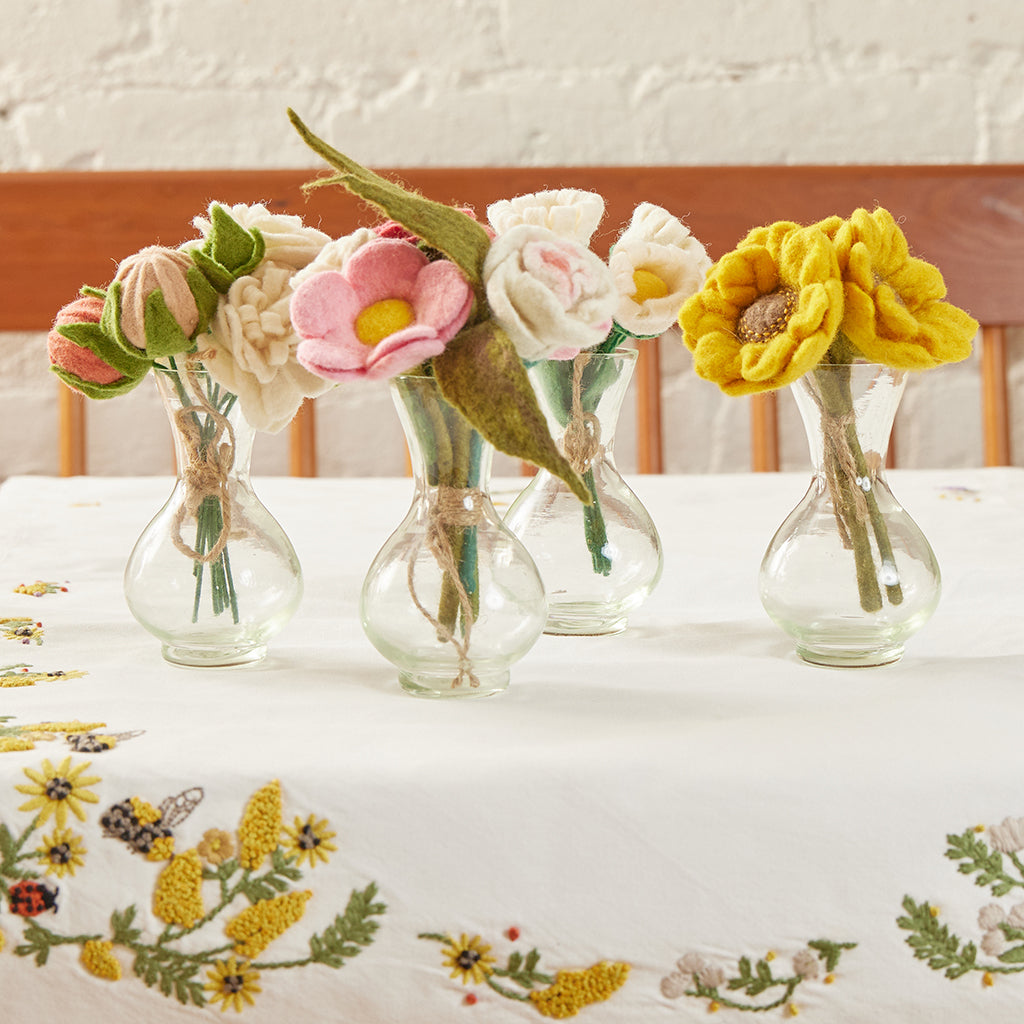 Peonies Flower Bouquet with Butterfly & Vase