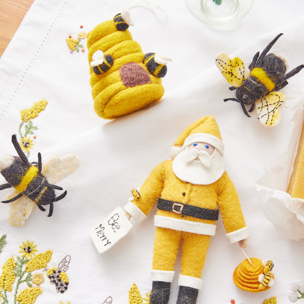 Bee Merry Santa Ornament
