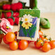 Felt garden-themed seed packet with jingling bells—perfect stocking stuffer or spring decor