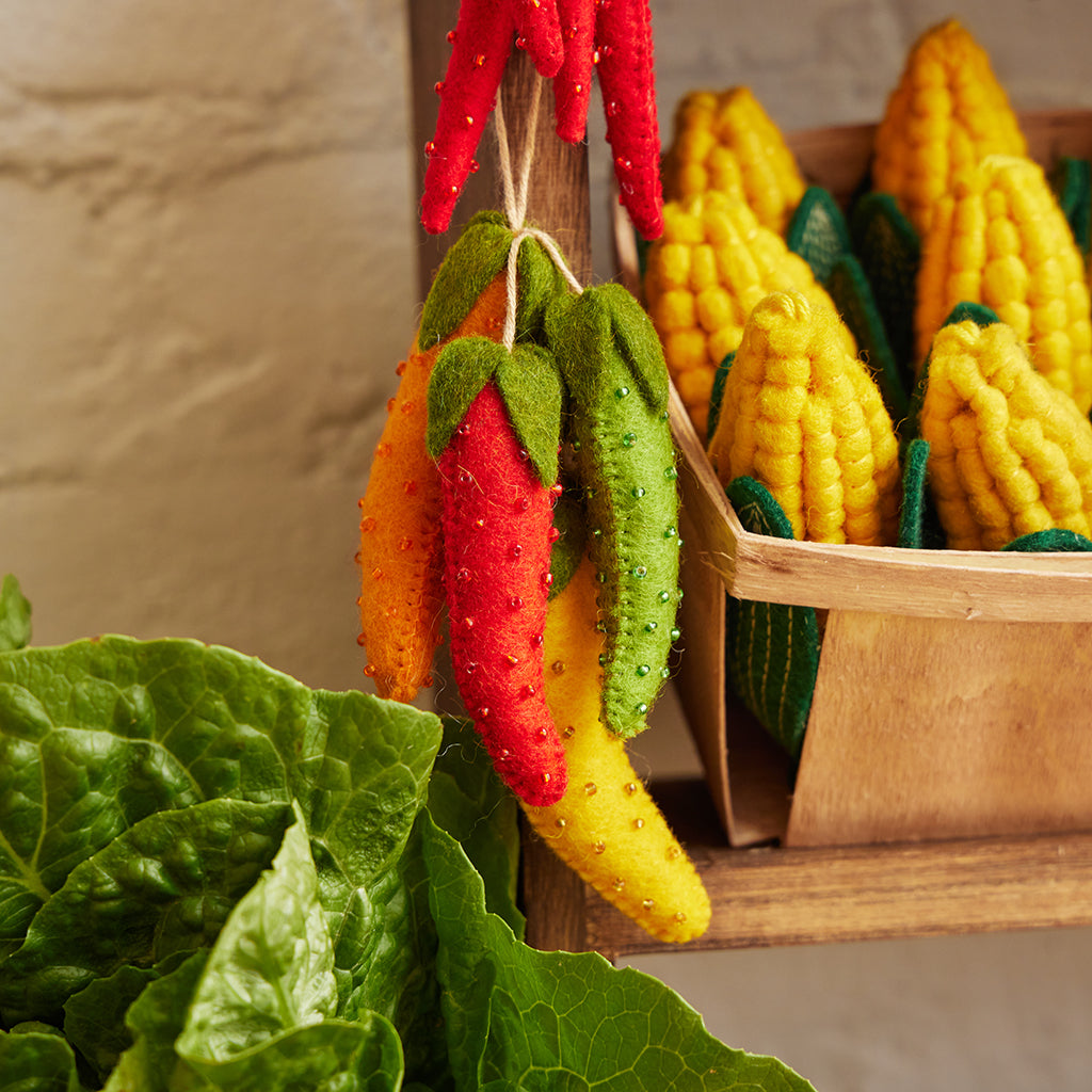Large Rainbow Chili Pepper Bundle Ornament