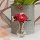 Ethically made felt flower arrangement with four unique roses in handblown Indian glass vase.