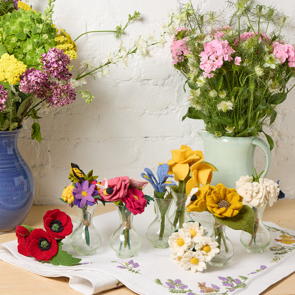 Bundle: Spring Flower Bouquets with Vases - Set of 8